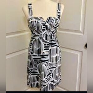 Trina Turk Sleeveless Sheath Mini Dress Navy Blue And White Size